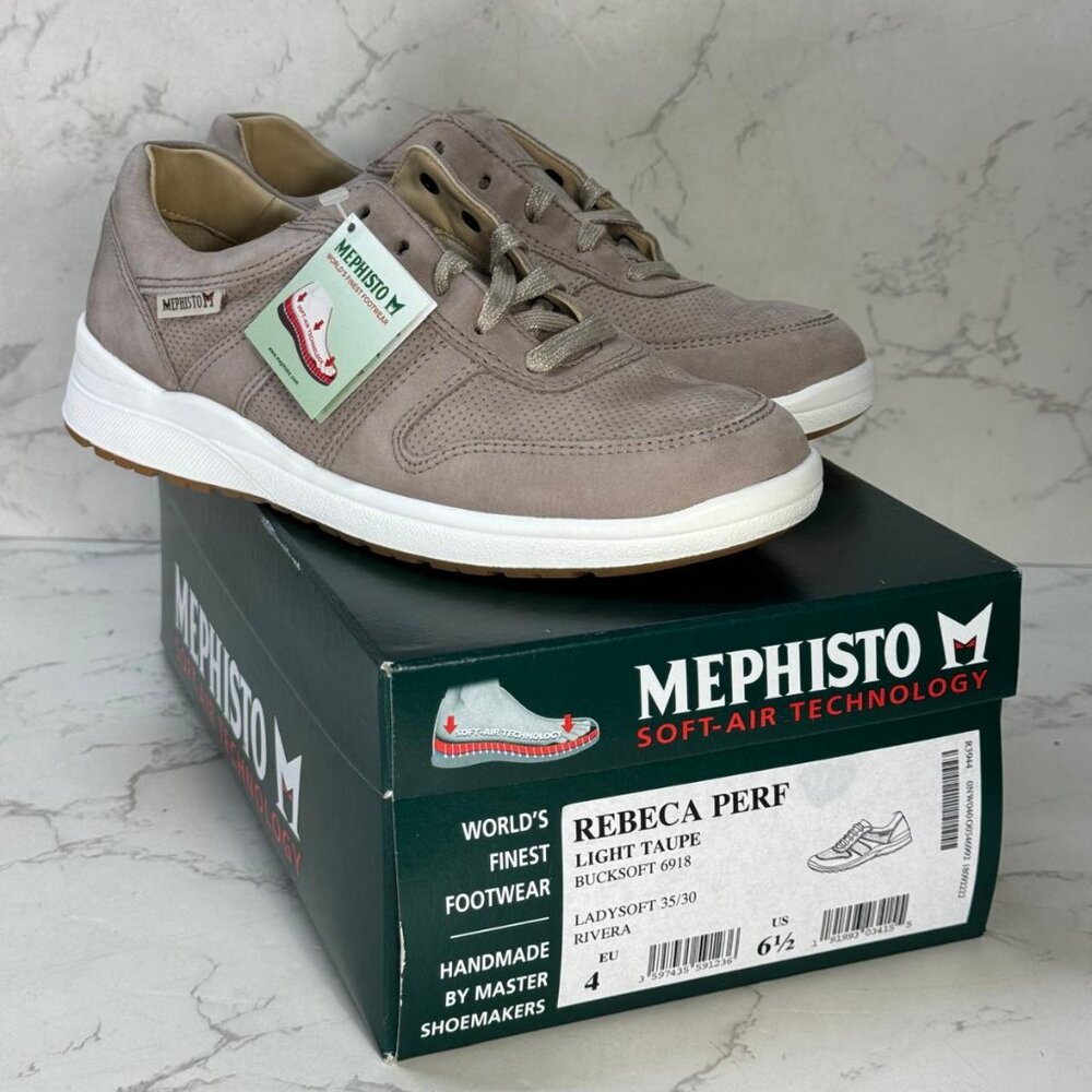 Mephisto Rebeca Perf Light Taupe Bucksoft 6918 Size 6.5